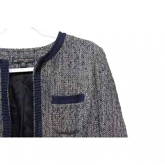 346 Brooks Brothers Blazer Jacket Size 14 Petite Navy Tweed Wool Blend Preppy - Picture 4 of 13